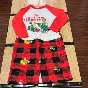 Universal Studios Grinch Themed Red and White Holiday Pajama Set